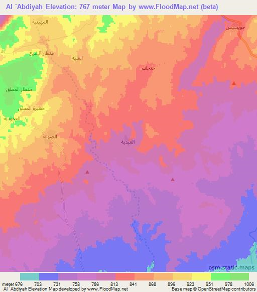 Al `Abdiyah,Syria Elevation Map
