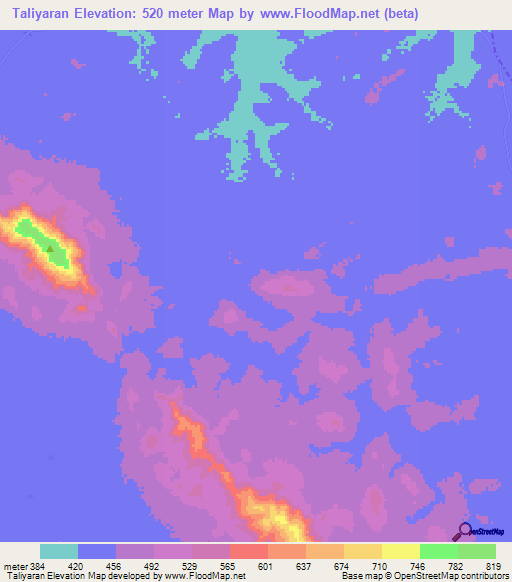 Taliyaran,Guinea Elevation Map