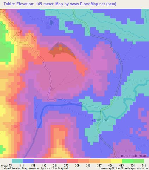 Tahire,Guinea Elevation Map