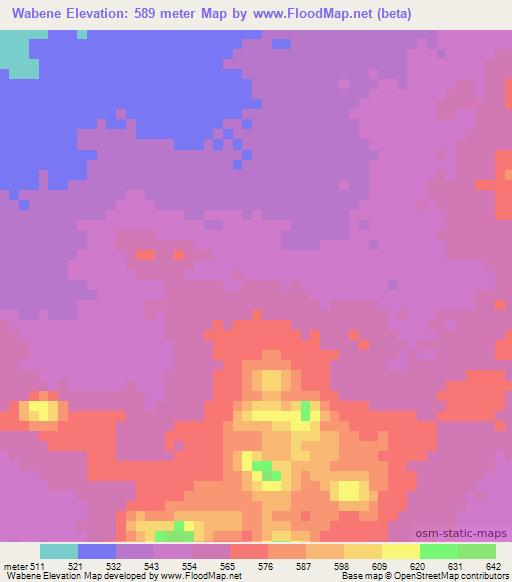 Wabene,Chad Elevation Map
