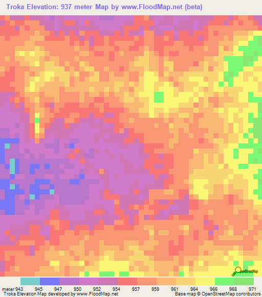 Troka,Chad Elevation Map