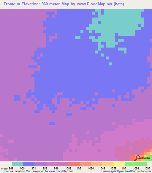Troatoua,Chad Elevation Map