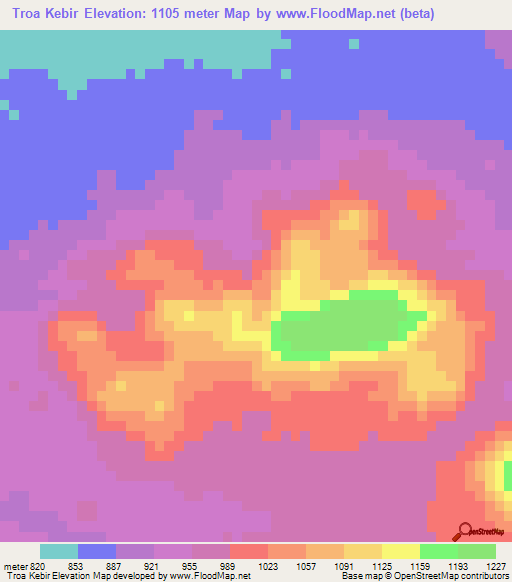 Troa Kebir,Chad Elevation Map