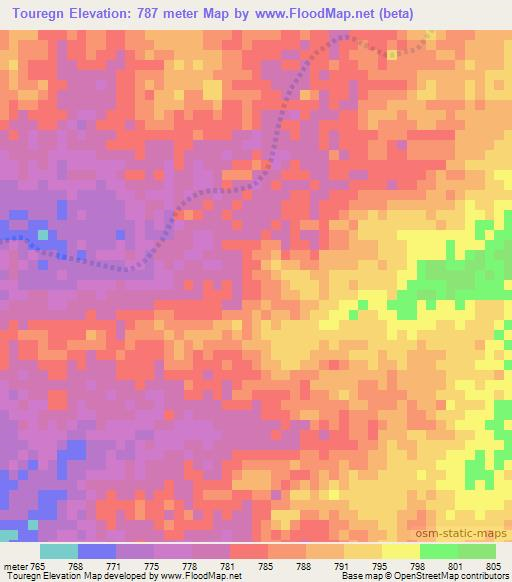Touregn,Chad Elevation Map