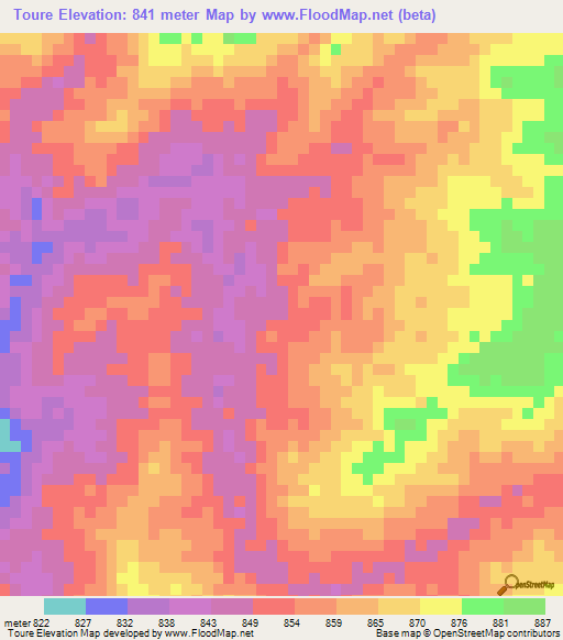 Toure,Chad Elevation Map