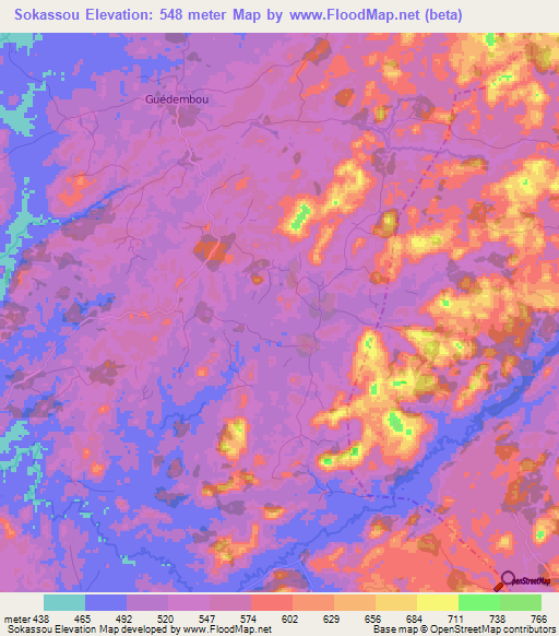 Sokassou,Guinea Elevation Map