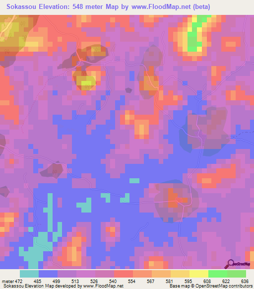 Sokassou,Guinea Elevation Map