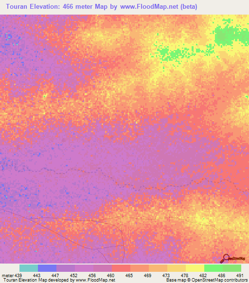 Touran,Chad Elevation Map