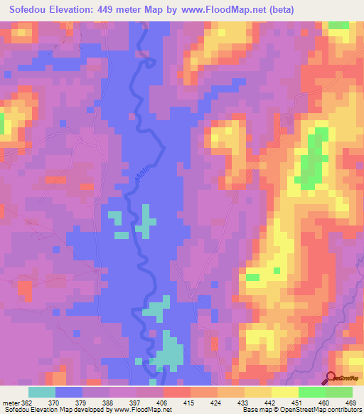 Sofedou,Guinea Elevation Map