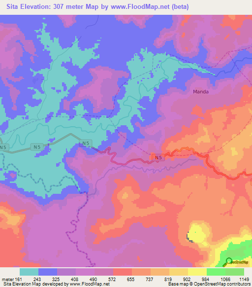 Sita,Guinea Elevation Map