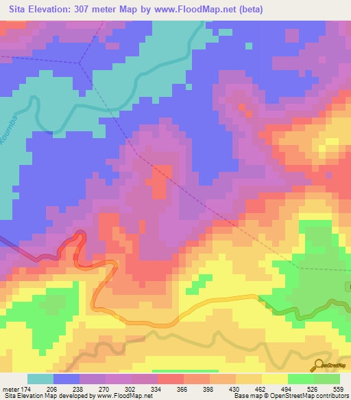 Sita,Guinea Elevation Map