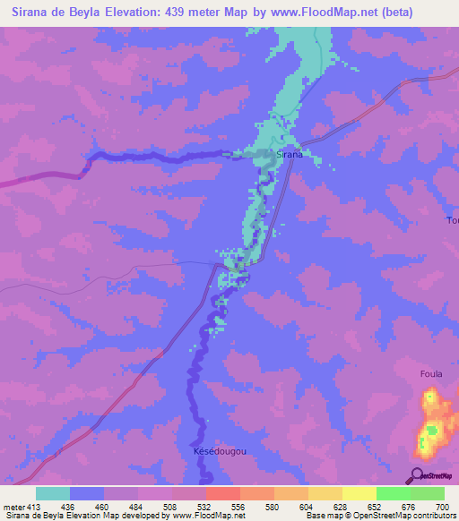 Sirana de Beyla,Guinea Elevation Map
