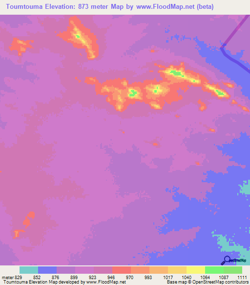 Toumtouma,Chad Elevation Map