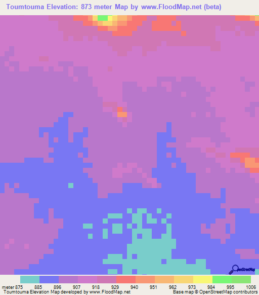 Toumtouma,Chad Elevation Map