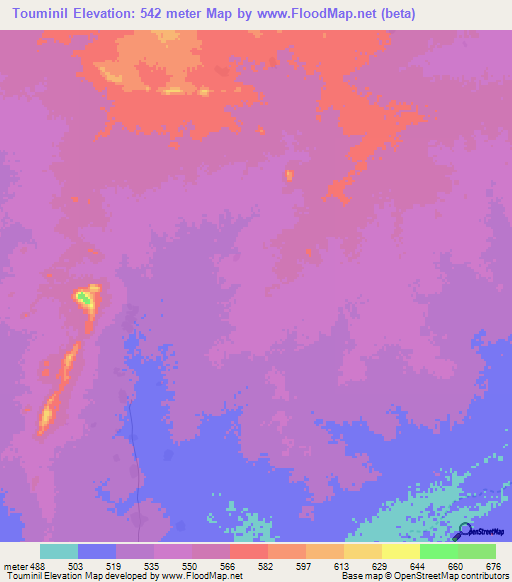 Touminil,Chad Elevation Map