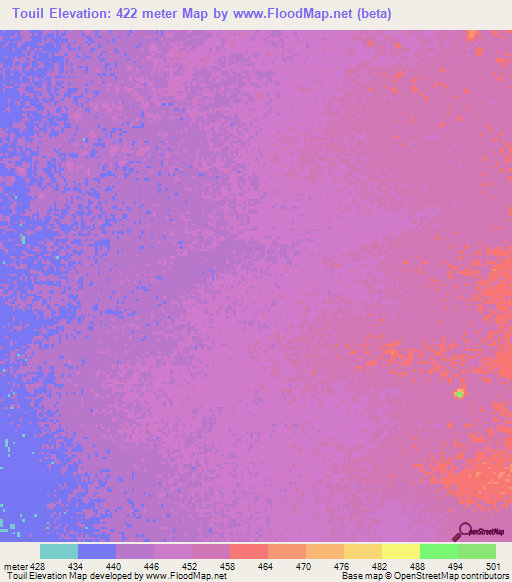 Touil,Chad Elevation Map