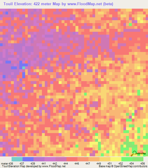 Touil,Chad Elevation Map