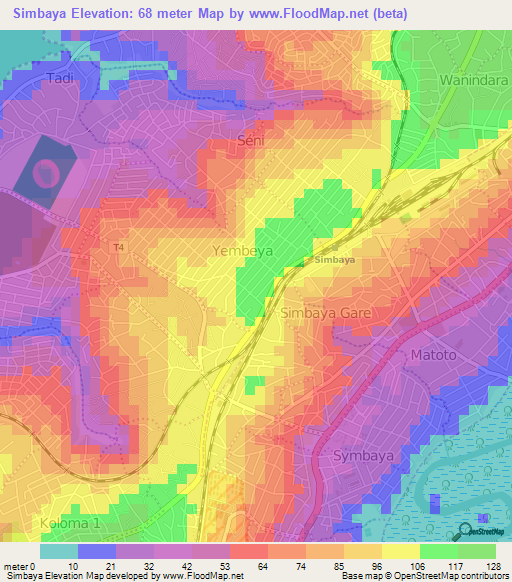 Simbaya,Guinea Elevation Map