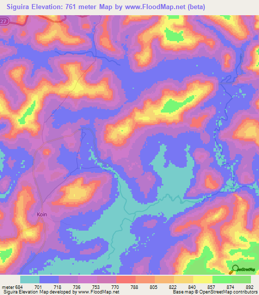 Siguira,Guinea Elevation Map