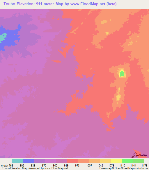 Toubo,Chad Elevation Map