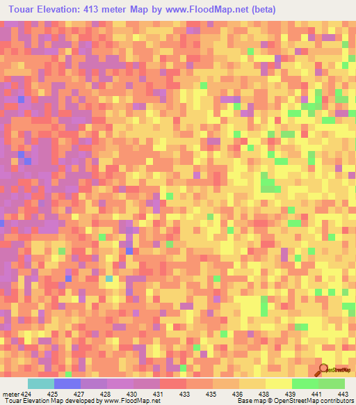 Touar,Chad Elevation Map