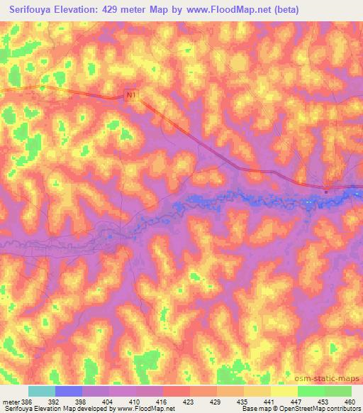 Serifouya,Guinea Elevation Map