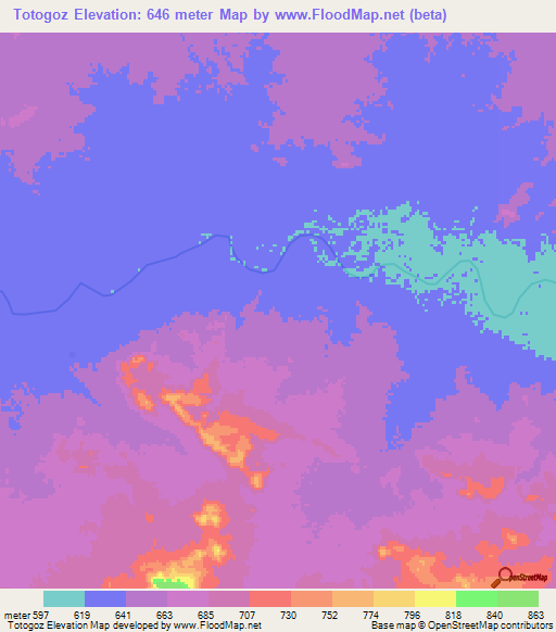 Totogoz,Chad Elevation Map