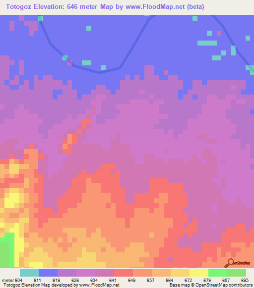 Totogoz,Chad Elevation Map