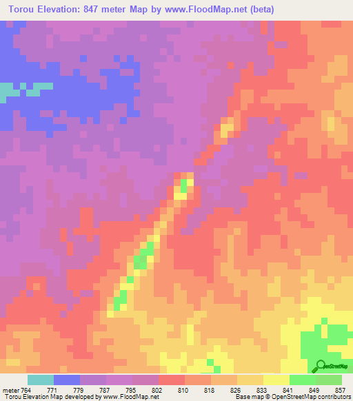 Torou,Chad Elevation Map