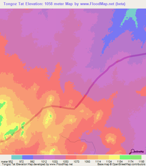 Tongoz Tat,Chad Elevation Map