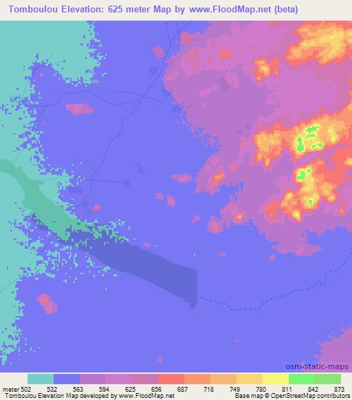 Tomboulou,Chad Elevation Map