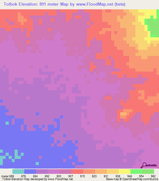 Tolbok,Chad Elevation Map