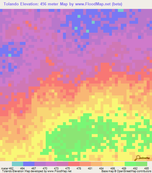Tolando,Chad Elevation Map