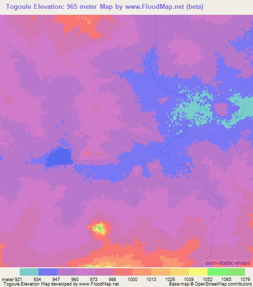 Togoule,Chad Elevation Map
