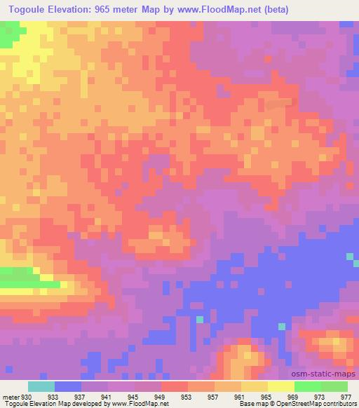 Togoule,Chad Elevation Map