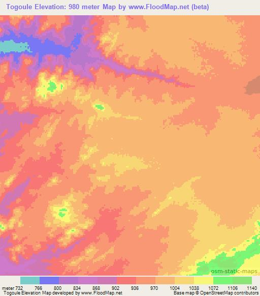Togoule,Chad Elevation Map