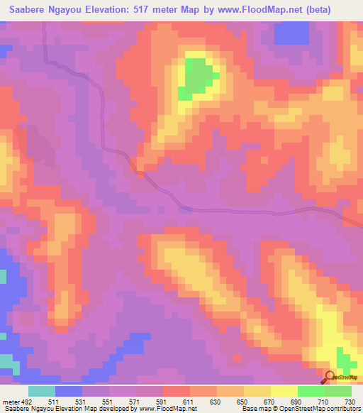 Saabere Ngayou,Guinea Elevation Map