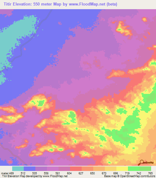 Titir,Chad Elevation Map