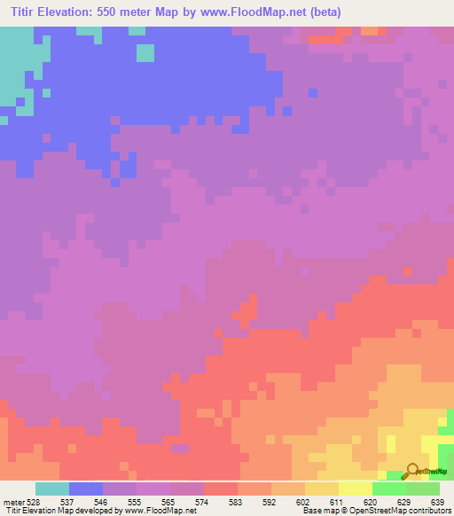 Titir,Chad Elevation Map