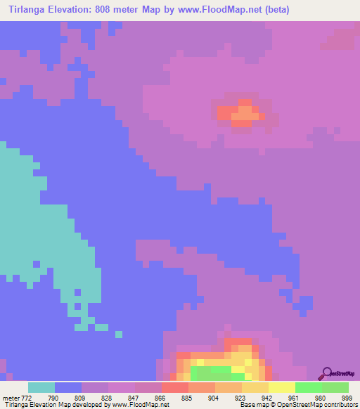 Tirlanga,Chad Elevation Map