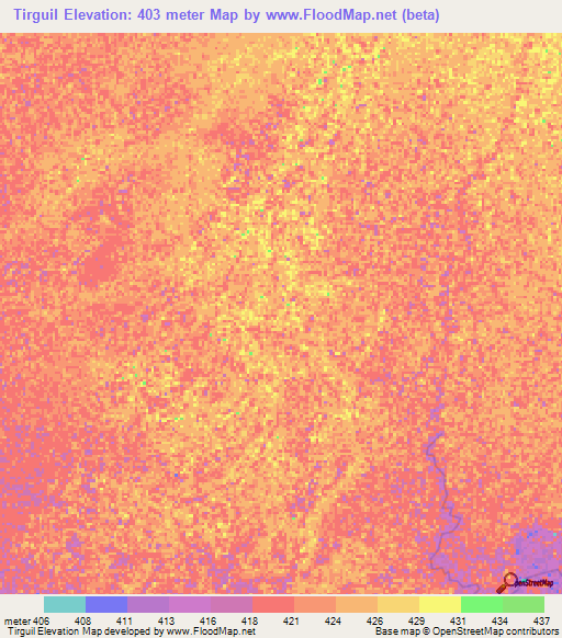 Tirguil,Chad Elevation Map