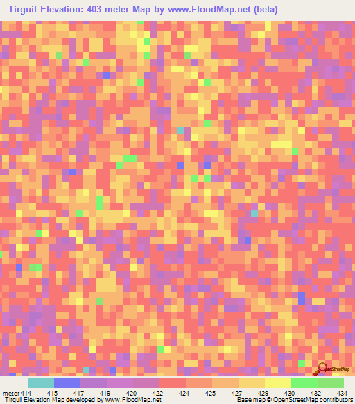 Tirguil,Chad Elevation Map