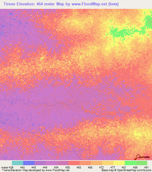 Tirene,Chad Elevation Map