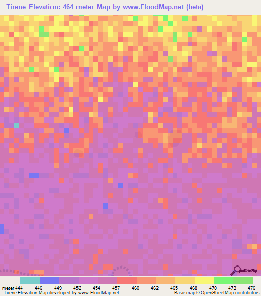 Tirene,Chad Elevation Map