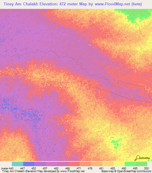 Tiney Am Chalakh,Chad Elevation Map