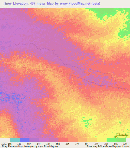 Tiney,Chad Elevation Map