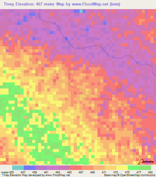 Tiney,Chad Elevation Map