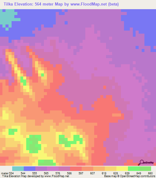 Tilka,Chad Elevation Map