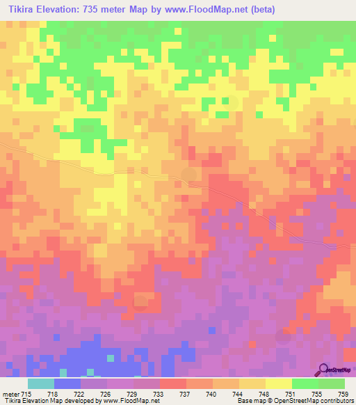 Tikira,Chad Elevation Map