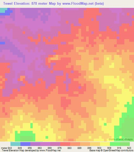 Tewel,Chad Elevation Map